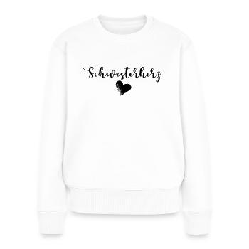 Schwesterherz - Frauen Premium Bio Pullover - Weiß - Vorne - Julia (174cm)