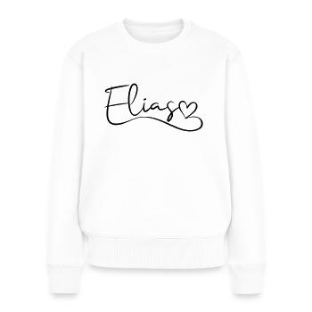 Elias Name Vorname Herzdekor - Frauen Premium Bio Pullover - Weiß - Vorne - Julia (174cm)