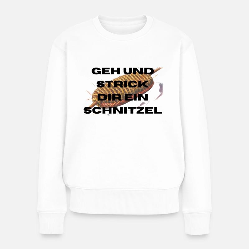 Geh und Strick dir ein Schnitzel - Frauen Premium Bio Pullover - Weiß