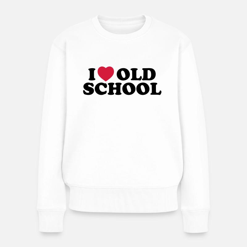 I love old school - Frauen Premium Bio Pullover - Weiß