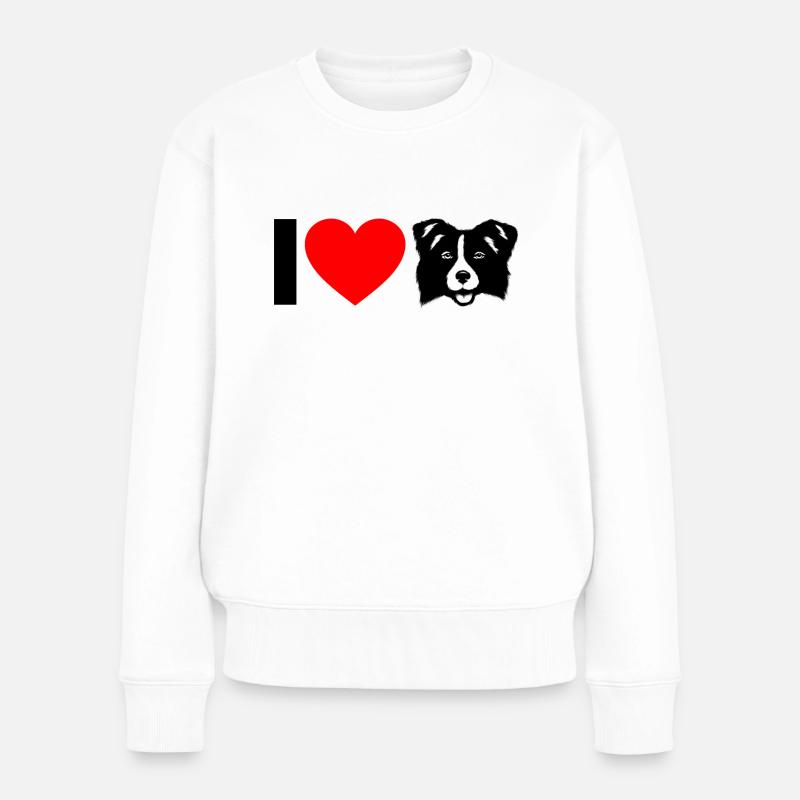 Je coeur Border Collie - Pull Premium bio Femme - blanc
