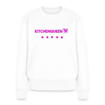 Kitchenqueen - Frauen Premium Bio Pullover - Weiß - Vorne - Julia (174cm)