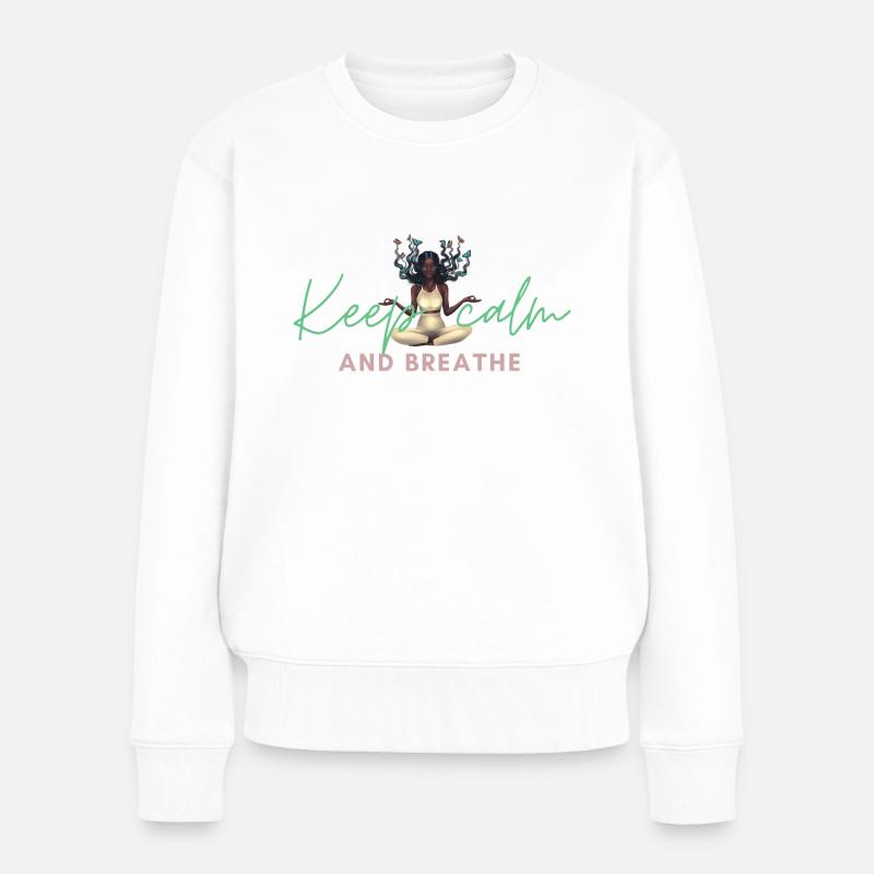 Keep calm - Frauen Premium Bio Pullover - Weiß