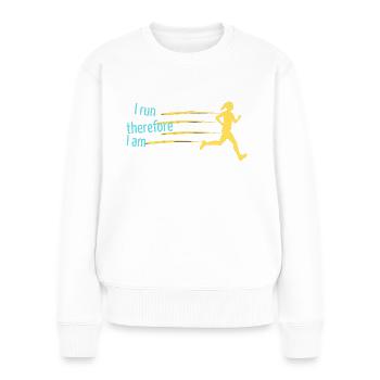 I run therefore I am - Women's Premium Organic Jumper - white - Front - Julia (174cm)