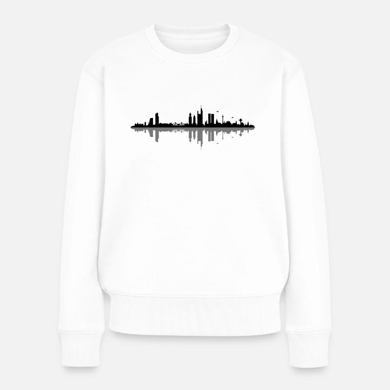 Skyline - Frankfurt - Frauen Premium Bio Pullover - Weiß