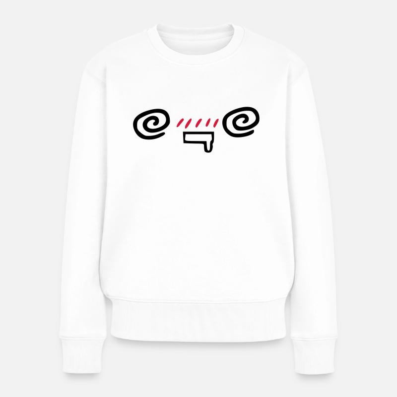 kawaii_face_5 - Frauen Premium Bio Pullover - Weiß