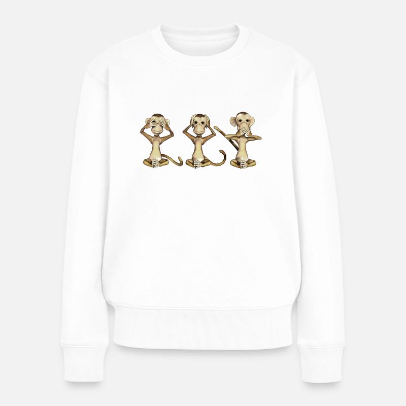 Die drei Affen - Frauen Premium Bio Pullover - Weiß