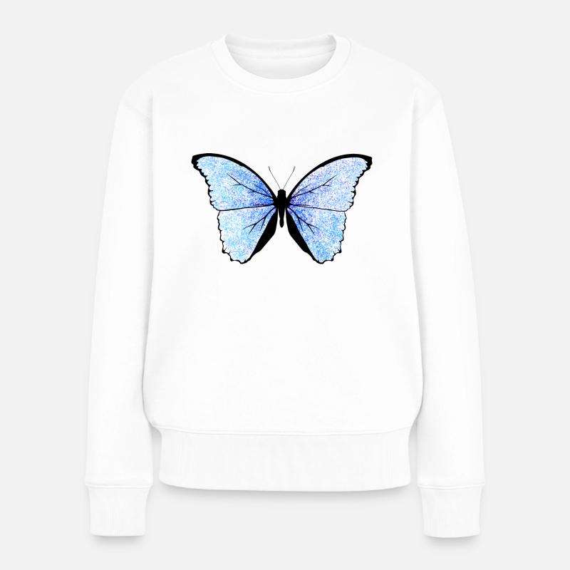 Schmetterling - Frauen Premium Bio Pullover - Weiß