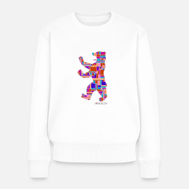 I Love Berlin Shirt - Berlin Bär Design - Berlin - Frauen Premium Bio Pullover - Weiß