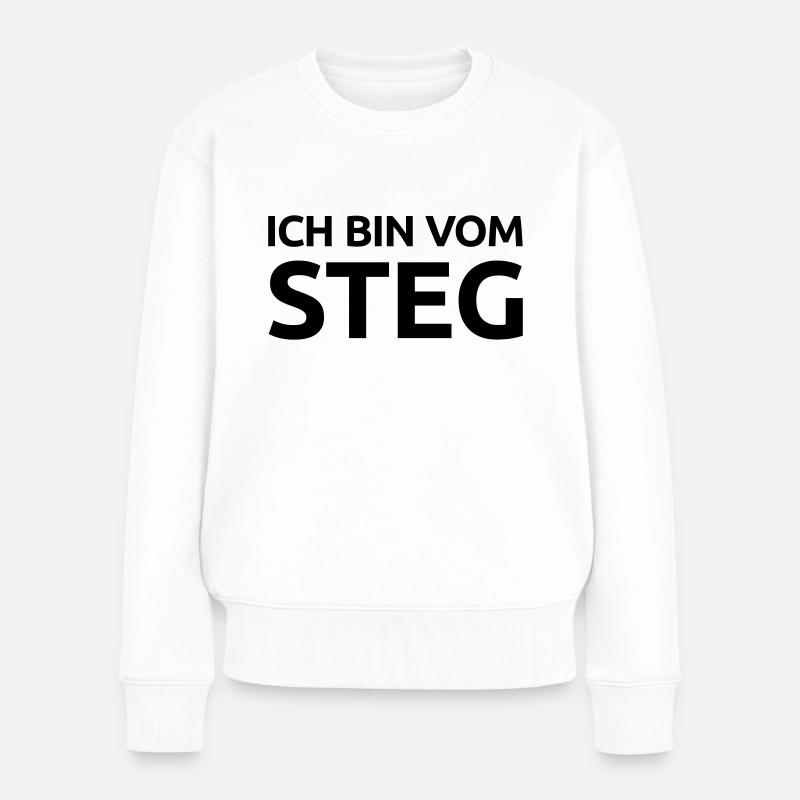 Ich bin vom Steg schwarz - Frauen Premium Bio Pullover - Weiß