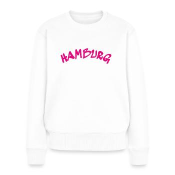 Hamburg - Hansestadt - Deutschland - Germany - Frauen Premium Bio Pullover - Weiß - Vorne - Julia (174cm)