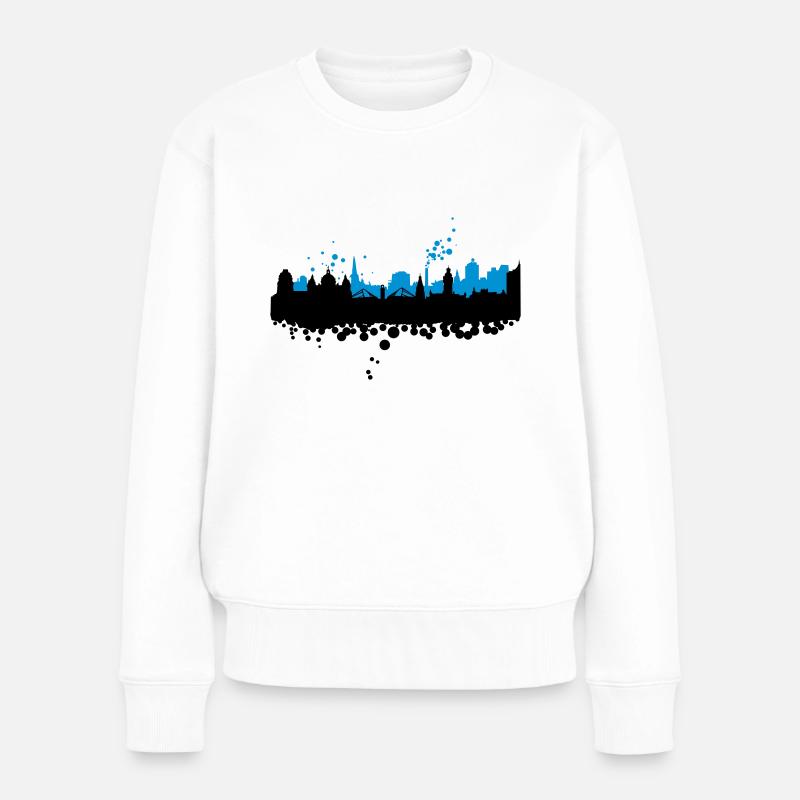 Leipzig Skyline Silhouette - Frauen Premium Bio Pullover - Weiß