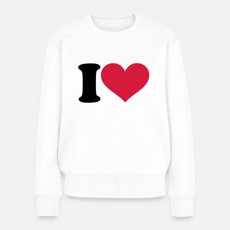 I love - Frauen Premium Bio Pullover - Weiß
