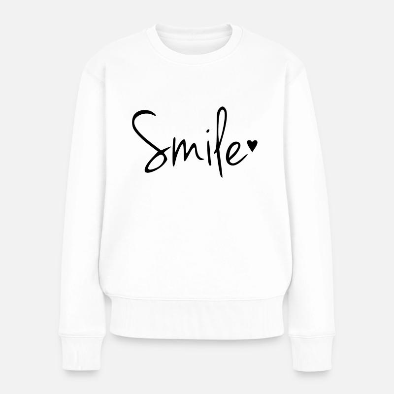 Lachen Smile - Frauen Premium Bio Pullover - Weiß