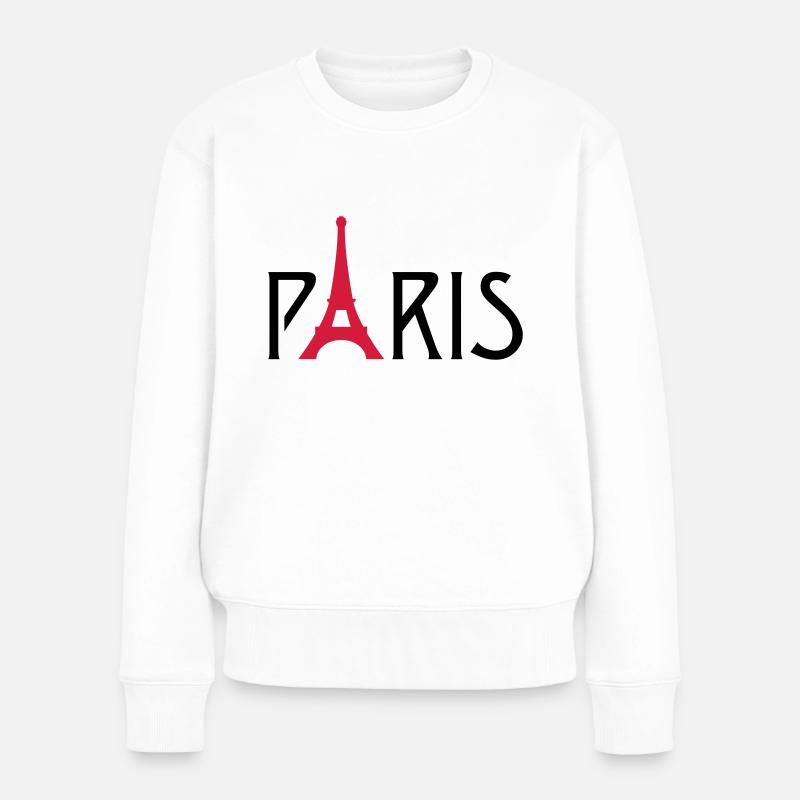 Paris Eiffelturm - Frauen Premium Bio Pullover - Weiß
