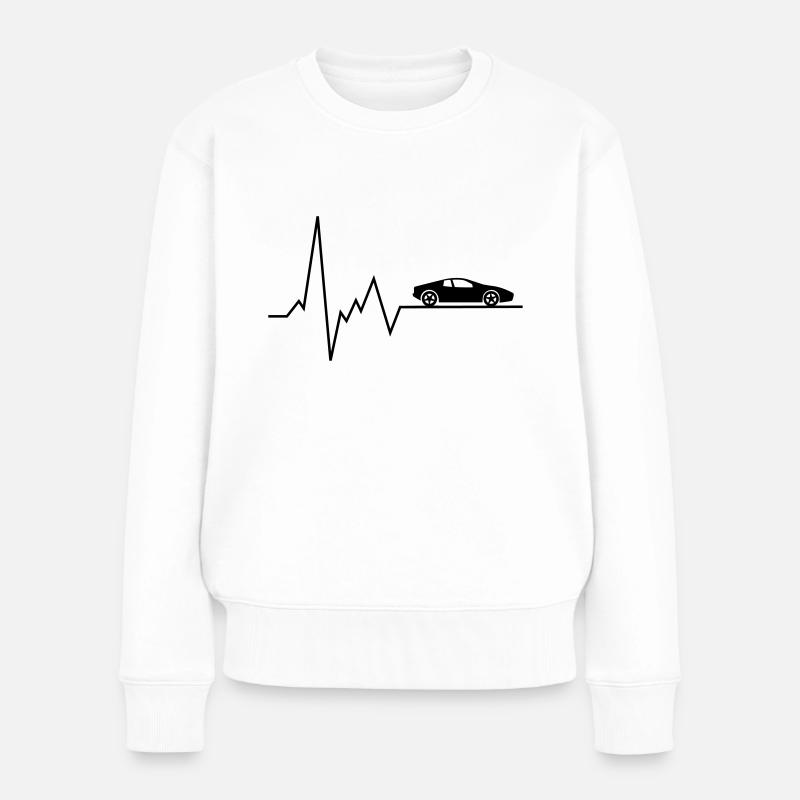herzschlag auto - Frauen Premium Bio Pullover - Weiß