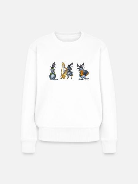 Hasen spielen Musik in wilder Zusammensetzung - Frauen Premium Bio Pullover - Weiß