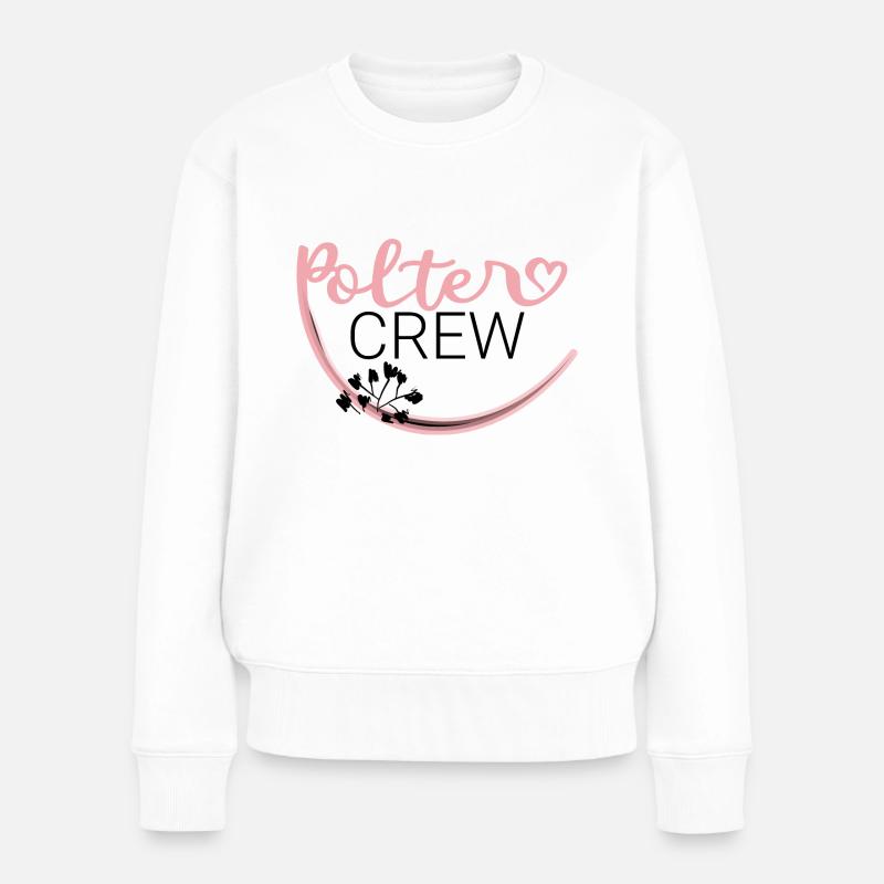 Polter Crew mit Blümchen - Frauen Premium Bio Pullover - Weiß