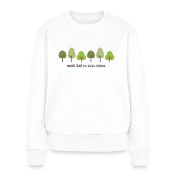 Fridays for future Print : Make earth cool again - Pull Premium bio Femme - blanc - Devant - Julia (174cm)