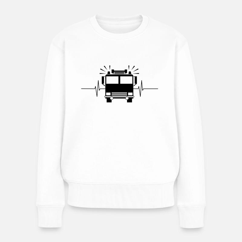 Feuerwehrauto mit Herzschlag - Frauen Premium Bio Pullover - Weiß