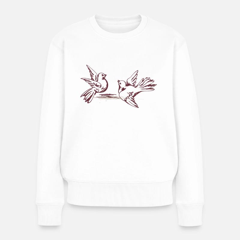 Vögel - Frauen Premium Bio Pullover - Weiß