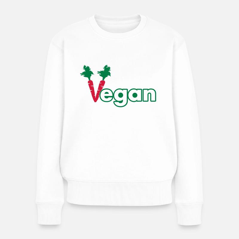 vegan - Frauen Premium Bio Pullover - Weiß