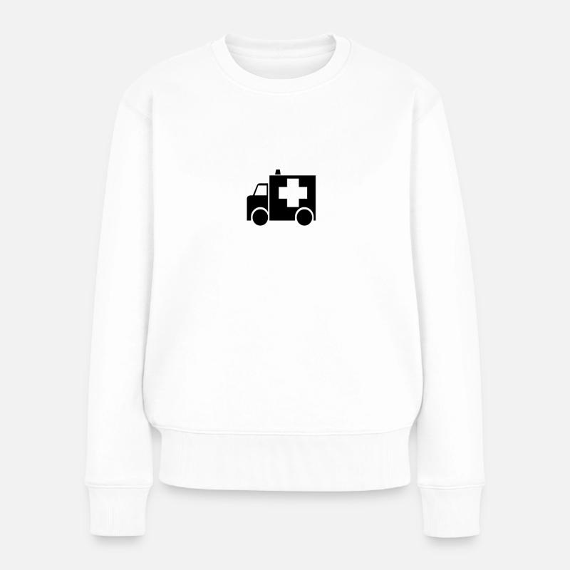 Krankenwagen - Frauen Premium Bio Pullover - Weiß