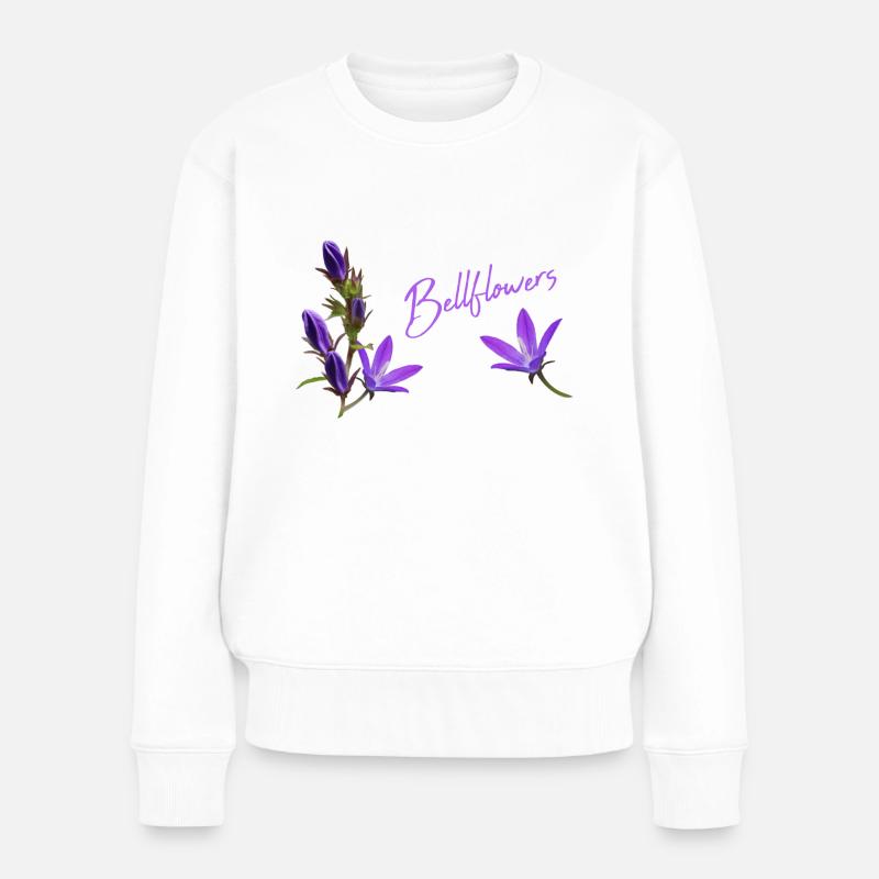 Glockenblumen lila Blumen - Frauen Premium Bio Pullover - Weiß