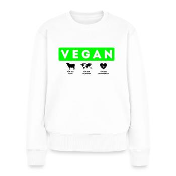 Vegan, Tiere Planeten Gesundheit - Frauen Premium Bio Pullover - Weiß - Vorne - Julia (174cm)
