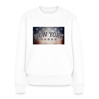 New York Flag Patriots Edition - Frauen Premium Bio Pullover - Weiß - Vorne - Julia (174cm)