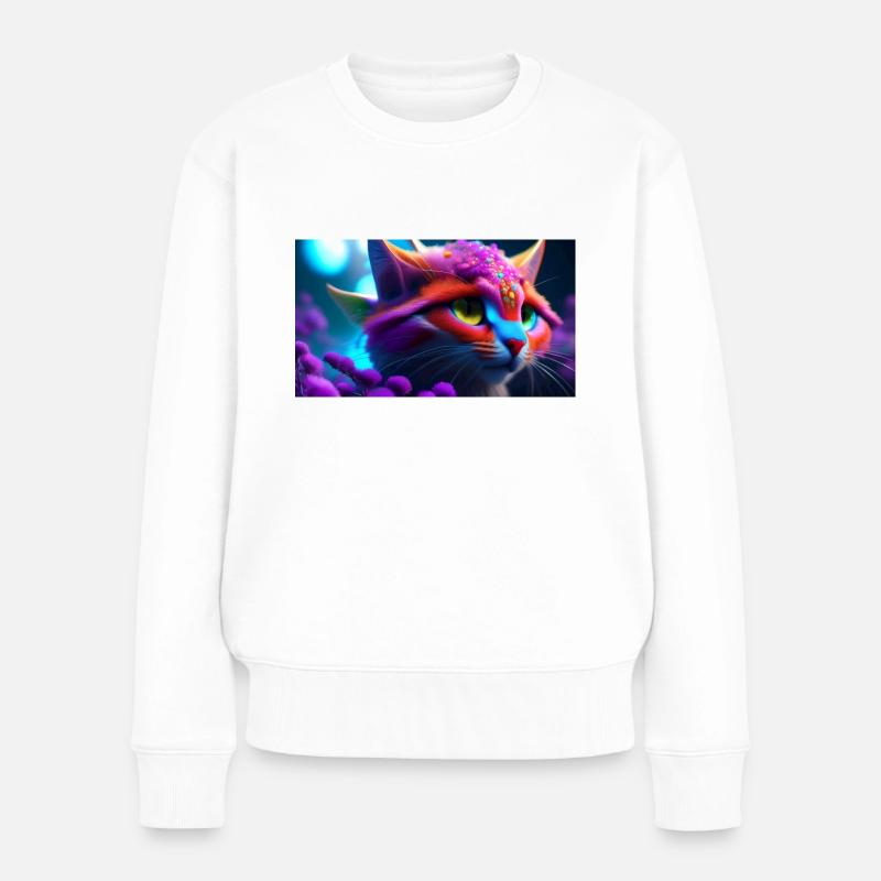 Sci-Fi Katze - Frauen Premium Bio Pullover - Weiß