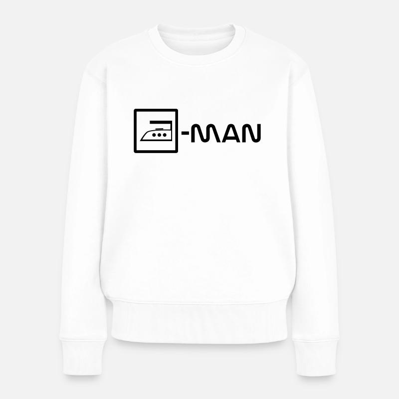 ironing man - Frauen Premium Bio Pullover - Weiß