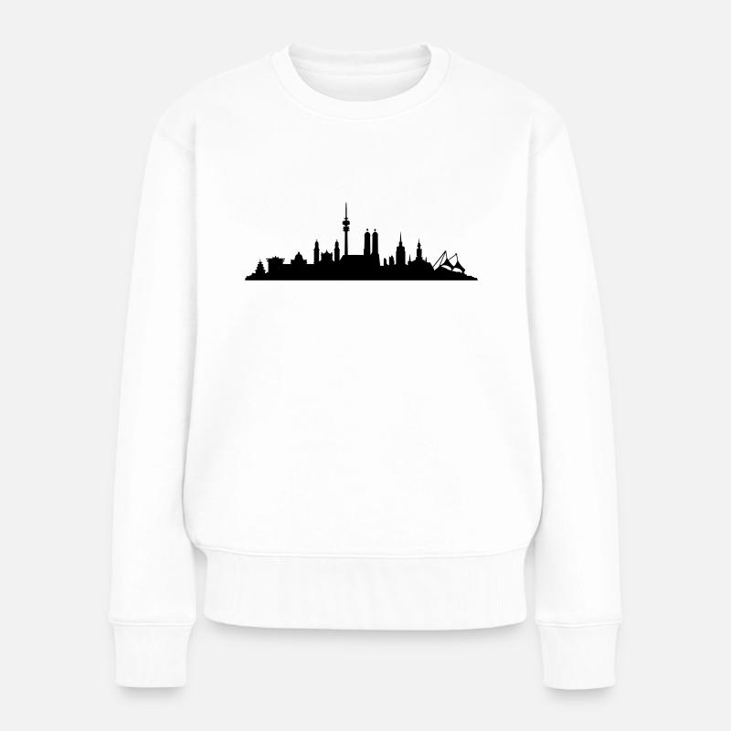 Skyline München - Frauen Premium Bio Pullover - Weiß