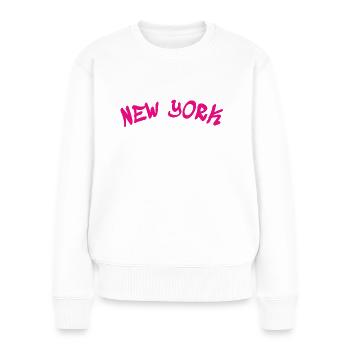 New York - NY - NYC - Manhattan - Brooklyn - USA - Frauen Premium Bio Pullover - Weiß - Vorne - Julia (174cm)