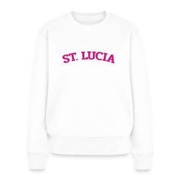 Saint Lucia - Castries - Karibik- West Indies - Frauen Premium Bio Pullover - Weiß - Vorne - Julia (174cm)