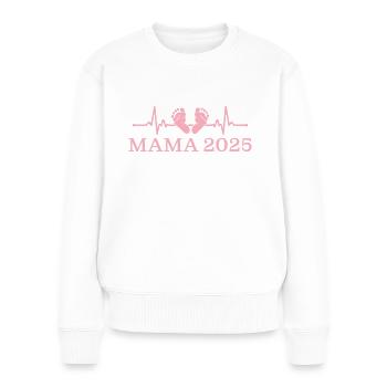 Mama 2025 Schwangerschaft Werdende Mutter - Frauen Premium Bio Pullover - Weiß - Vorne - Julia (174cm)