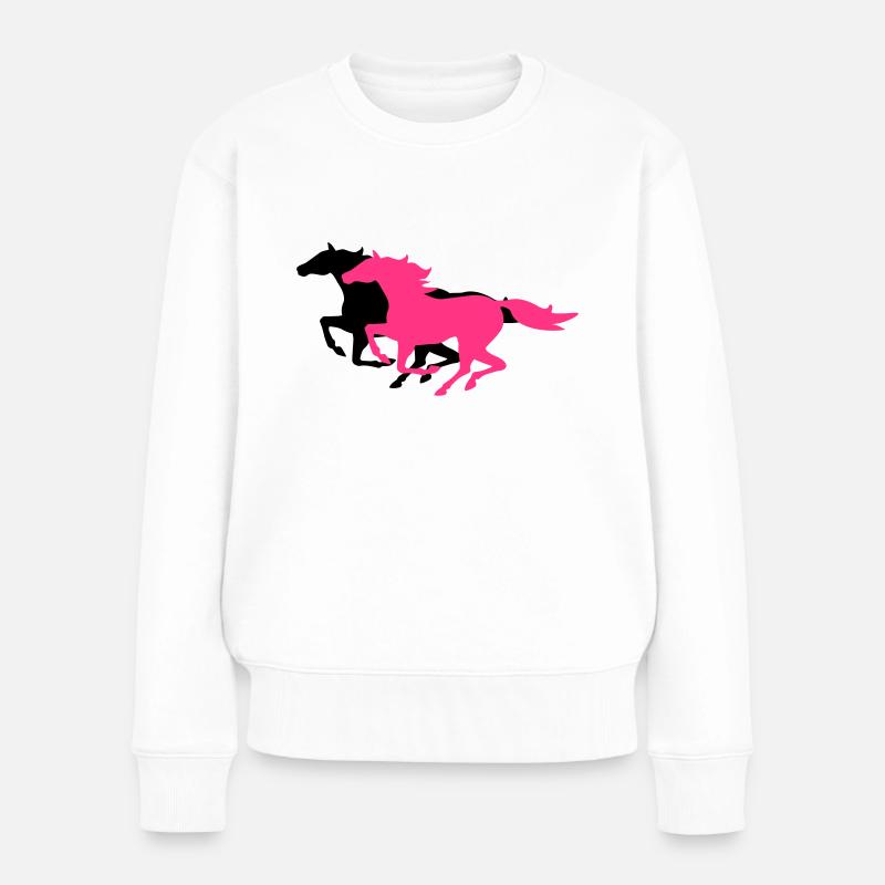 chevaux au galop - Pull Premium bio Femme - blanc