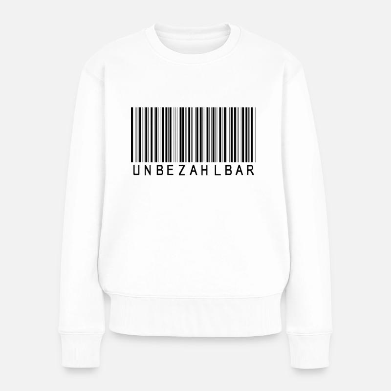 Barcode "Priceless" black - Women's Premium Organic Jumper - white