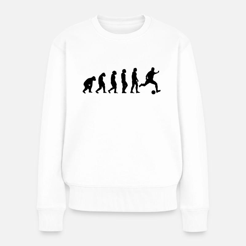 Fußball Fußballtrainer Evolution Fußballspieler - Frauen Premium Bio Pullover - Weiß