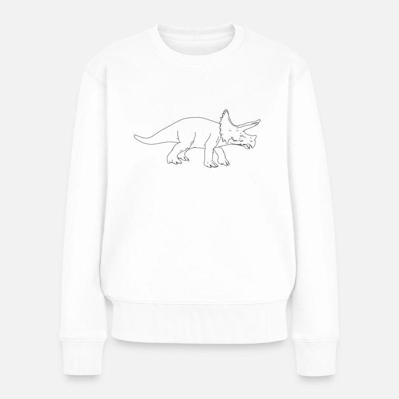 Dino - Frauen Premium Bio Pullover - Weiß