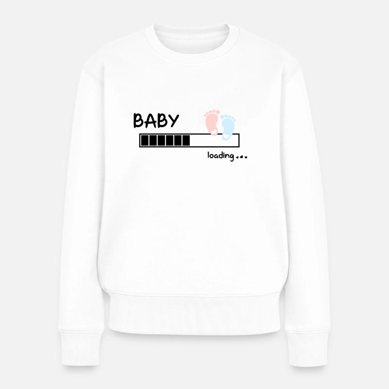 Baby loading Schwangerschafts Geschenk Kind - Frauen Premium Bio Pullover - Weiß