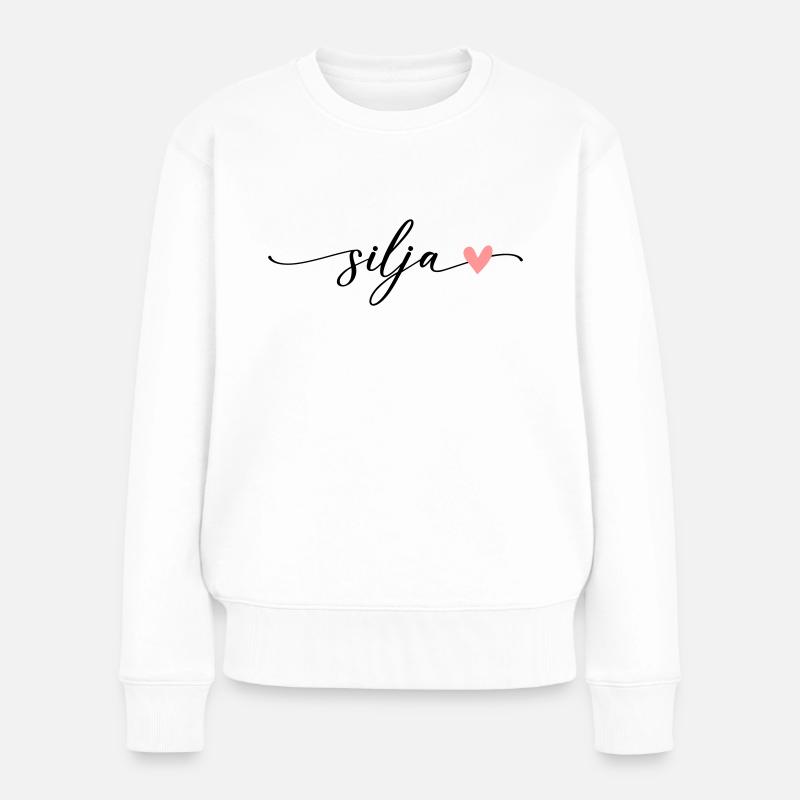 Silja Name Kalligrafie Schrift - Frauen Premium Bio Pullover - Weiß