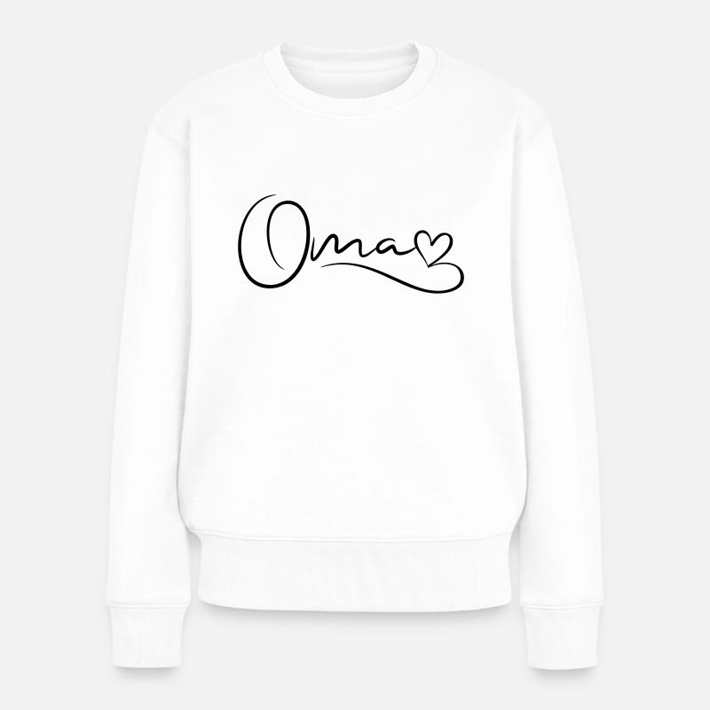 Oma Schrift mit Herz - Frauen Premium Bio Pullover - Weiß