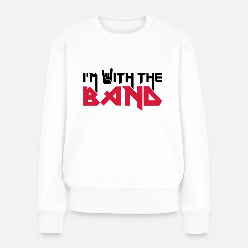 I'm with the Band - Frauen Premium Bio Pullover - Weiß