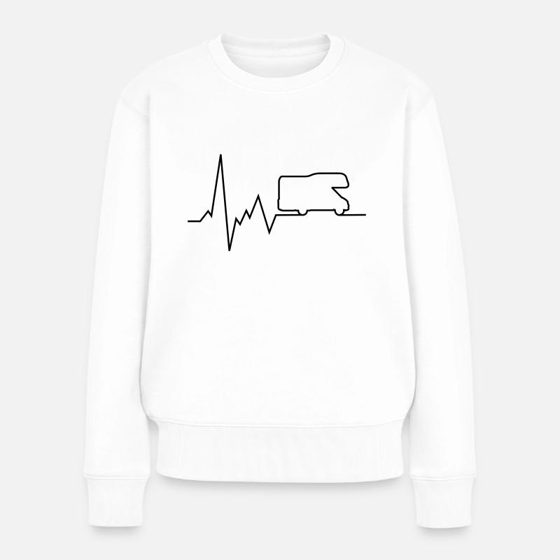 herzschlag wohnmobil camping - Frauen Premium Bio Pullover - Weiß