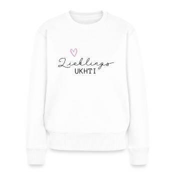 lieblings-ukhti /Islam/Schwestern/Arabisch - Frauen Premium Bio Pullover - Weiß - Vorne - Julia (174cm)