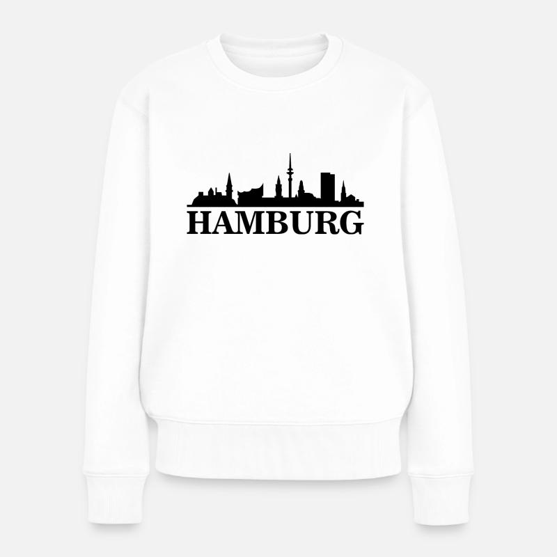 Hamburg Silhouette - Frauen Premium Bio Pullover - Weiß