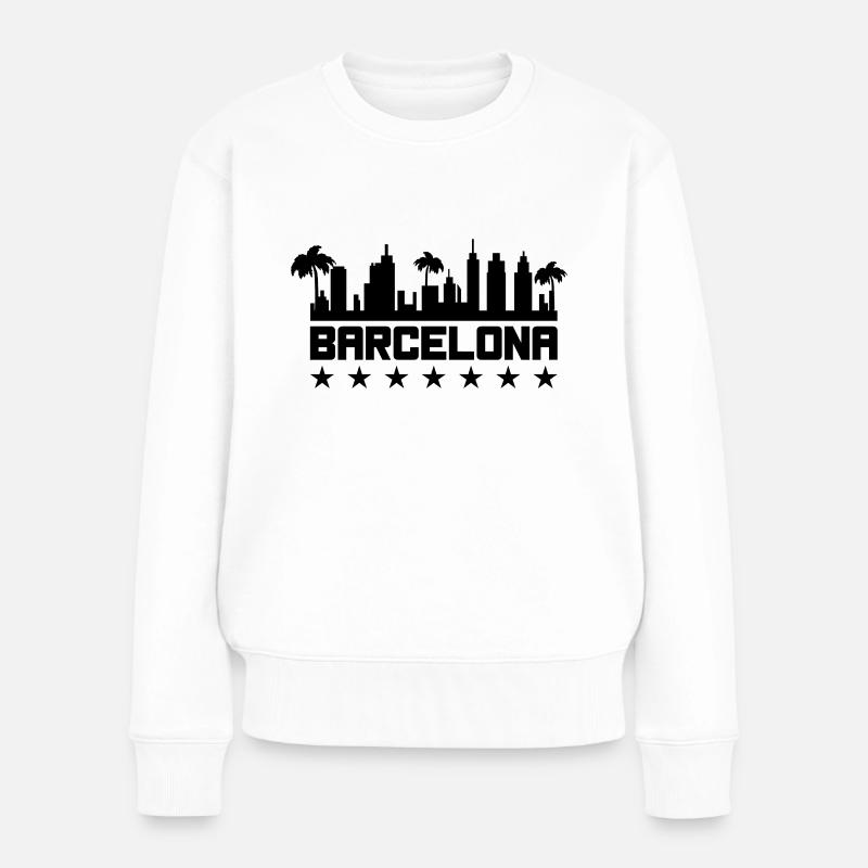 barcelona - Frauen Premium Bio Pullover - Weiß