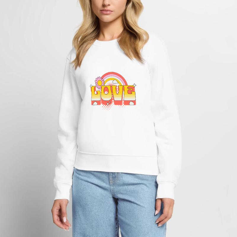 Love Scripture Flower Rainbow Clouds Art Women's Premium Organic Jumper