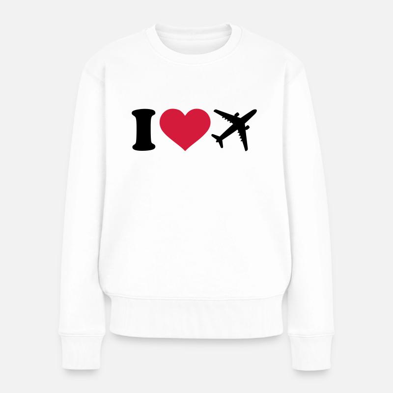 Flugzeug - Frauen Premium Bio Pullover - Weiß